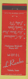 Matchbook Cover - Motel L Ranko Toledo OH