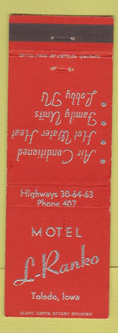 Matchbook Cover - Motel L Ranko Toledo OH