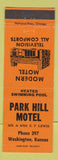 Matchbook Cover - Park Hill Motel Washington KS low phone #