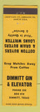 Matchbook Cover - Dimmitt Gin and Elevator cotton grain Dimmitt TX