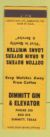 Matchbook Cover - Dimmitt Gin and Elevator cotton grain Dimmitt TX