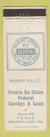 Matchbook Cover - Prairie Du Chien Savings Loan WI