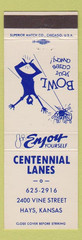 Matchbook Cover - Centennial Lanes Bowling Hays KS