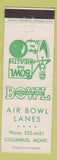 Matchbook Cover - Air Bowl Lanes bowling Columbus MT