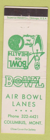 Matchbook Cover - Air Bowl Lanes bowling Columbus MT