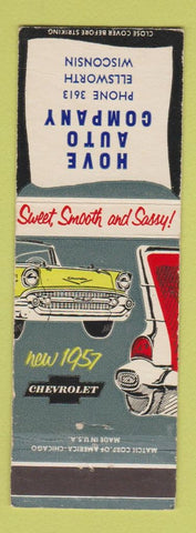 Matchbook Cover - 1957 Chevrolet Hove Auto Ellsworth WI