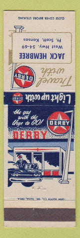 Matchbook Cover - Derby oil gas Jack Hembree Fort Scott SK