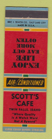 Matchbook Cover - Scott's Cafe Twin Falls ID