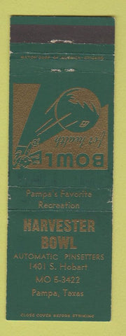Matchbook Cover - Harvester Bowling Pampa TX