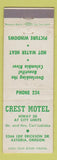 Matchbook Cover - Crest Motel Astoria OR low phone #