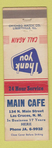 Matchbook Cover - Main Cafe Las Cruces NM