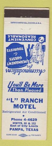 Matchbook Cover - L Ranch Motel Pampa TX