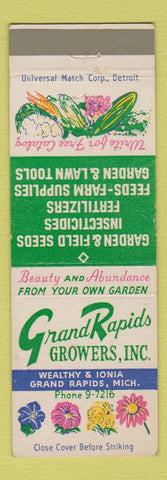 Matchbook Cover - Grand Rapids Growers Flowers Farm Supply Grand Rapids MI