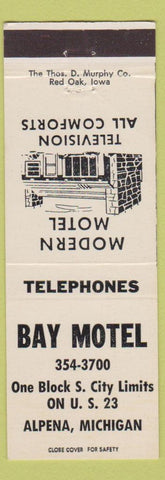 Matchbook Cover - Bay Motel Alpena MI white