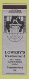 Matchbook Cover - Lowery's Restaurant Tappahannock VA