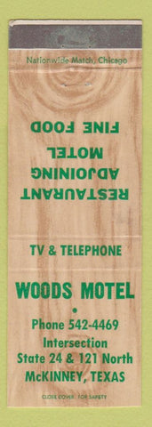 Matchbook Cover - Woods Motel McKinney TX
