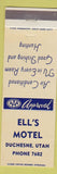 Matchbook Cover - Ell's Motel Duchesne UT