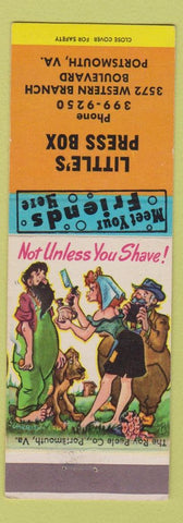 Matchbook Cover - Little's Press Box Portsmouth VA hillbilly