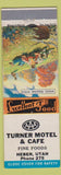 Matchbook Cover - Turner Motel Cafe Heber UT low phone #