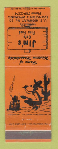 Matchbook Cover - Jim's Cafe Restaurant Evanston WY cactus
