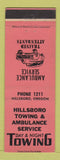 Matchbook Cover - Hillsboro Towing Ambulance OR low phone #