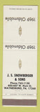 Matchbook Cover - 1969 Oldsmobile JS Snowberger Waynesboro PA