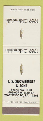 Matchbook Cover - 1969 Oldsmobile JS Snowberger Waynesboro PA