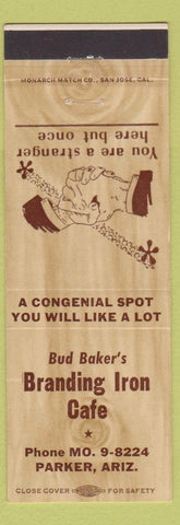 Matchbook Cover - Bud Baker's Branding Iron Cafe Parker AZ