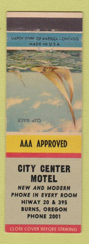 Matchbook Cover - City Center Motel Burns OR low phone #