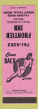 Matchbook Cover - Frontier Inn Great Falls MT girlie