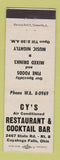 Matchbook Cover - Cy's Restaurant Bar Cuyahoga Falls OH