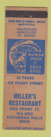 Matchbook Cover - Miller's Restaurant Cuyahoga Falls OH