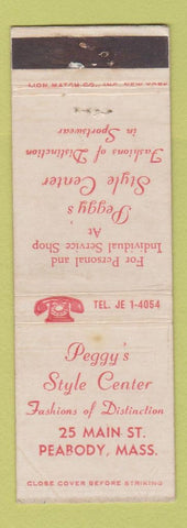 Matchbook Cover - Peggy's Style Center Peabody MA