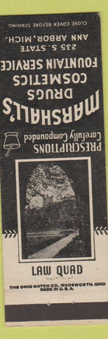 Matchbook Cover - Marshall's Drugs Fountain Ann Arbor MI