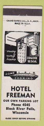 Matchbook Cover - Hotel Freeman Black River Falls WI