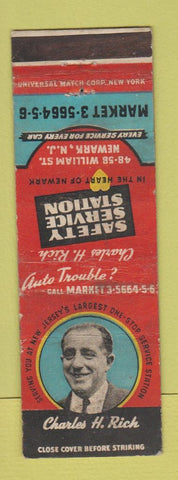 Matchbook Cover - Charles Rich Auto Safety Service Newark NJ WORN