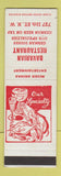 Matchbook Cover - Bavarian Restaurant German NO TOWN SAMPLE