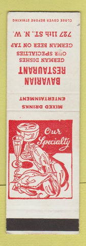 Matchbook Cover - Bavarian Restaurant German NO TOWN SAMPLE