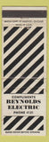 Matchbook Cover - Reynolds Electric General Electric Refrigerator