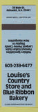 Matchbook Cover - Louise's Country Store Blue Ribbon Bakery Ashuelot NH