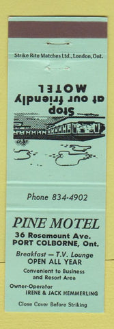 Matchbook Cover - Pine Motel Port Colborne QC