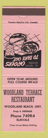 Matchbook Cover - Woodland Terrace Restaurant Woodland Beach ON