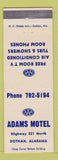Matchbook Cover - Adams Motel Dothan AL