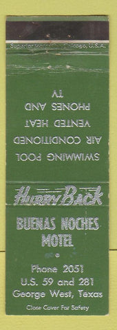 Matchbook Cover - Buenas Noches Motel George West TX