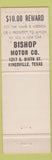 Matchbook Cover - Bishop Motors Rambler Kingsville TX
