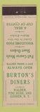 Matchbook Cover - Burton's Diners Goshen NY