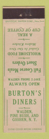 Matchbook Cover - Burton's Diners Goshen NY