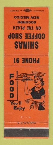 Matchbook Cover - Shinas Coffee Shop Socorro NM low phone #