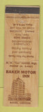 Matchbook Cover - Baker Motor Inn Baker OR