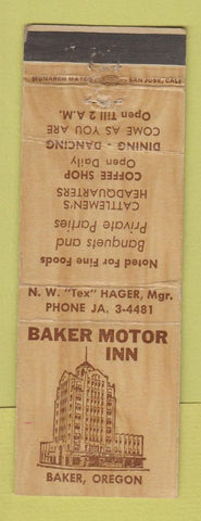 Matchbook Cover - Baker Motor Inn Baker OR